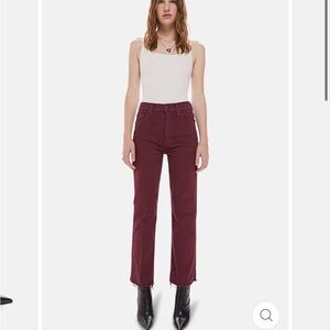 Mother Tripper Ankle Fray Burgundy